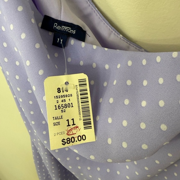 Reitmans Lilac One-Shoulder Polkadot Dress - Picture 10 of 12
